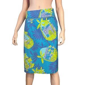 Lilly Pulitzer Skirt Negresco Lagoon Serenading Frog Print A Line White Label